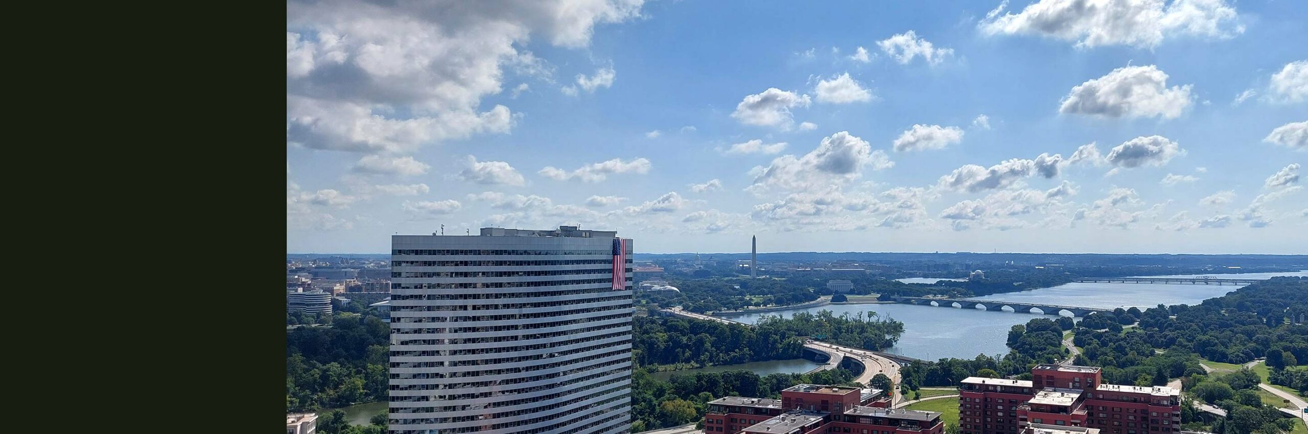 a view of Washington, DC, that includes the Washington Monument from Arlington, VA