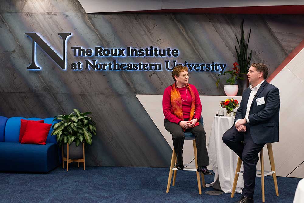 Dean Elizabeth Mynatt and Chris Mallett, Chief Administrative Officer of the Roux Institute sit down to discuss the impact that the Roux Institute's data science and policy work has had on the local, state, and national level.