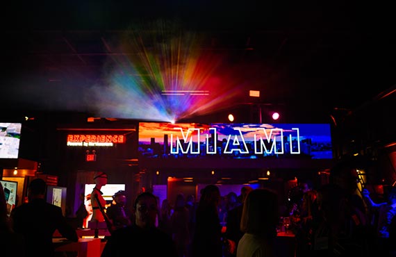 The Experience Miami sign at the Northeastern Miami kickoff event