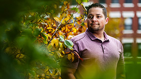 Dennis Hernandez, a computer science masters student and Army Special Forces veteran. Photo by Alyssa Stone/Northeastern University