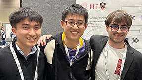 Khoury undergrads Noah Shinn (left) and Federico Cassano (right), with Princeton doctoral student Shunyu Yao.