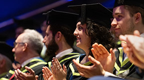About 40 graduates received degrees from Northeastern University at the Barbican Centre in London. Photo by Carmen Valino for Northeastern University