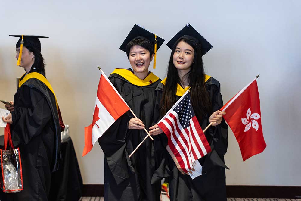 Graduates displayed many different flags as a show of pride during the convocation. 