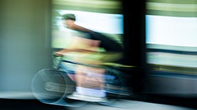 A cyclist rides a bike on the Northeastern campus. Bikes with wireless gear shifting systems are vulnerable to hacking, new Northeastern research shows. Photo by Alyssa Stone/Northeastern University