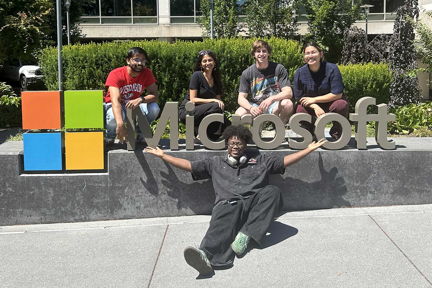 Khoury student Mike Mundia (front) with fellow Microsoft interns