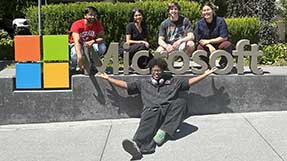 Khoury student Mike Mundia (front) with fellow Microsoft interns